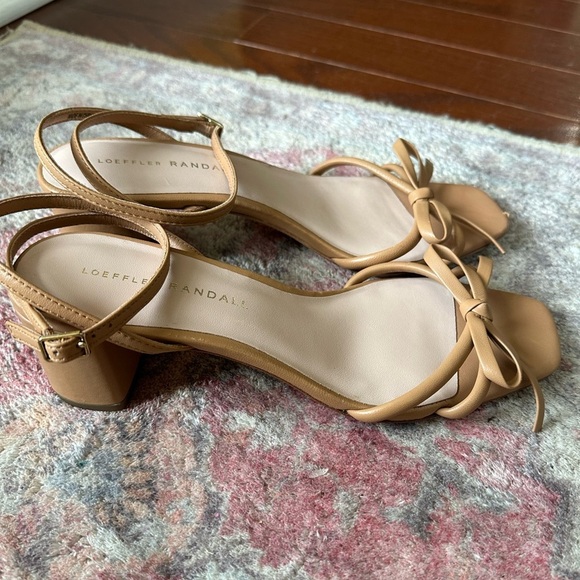 LOEFFLER RANDALL GRACIE BOW HEELED SANDAL Size 7 6.5 neutral - Picture 1 of 7